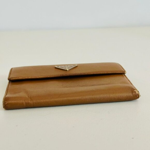 AUTHENTIC PRADA MILANO TOBACCO SAFFIANO LEATHER TRIFOLD WALLET MADE IN ITALY - Picture 5 of 16